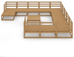 Set divani da giardino 13 pz in legno massello di pino