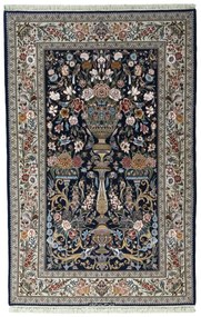Isfahan Tappeto 140 x 220 Blu (Iran) Annodato A Mano