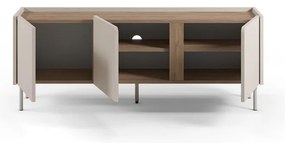 Mobile TV effetto rovere in colore crema-naturale 140x53x35 cm Lucile - Marckeric
