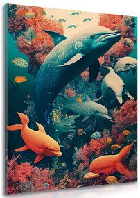 Stampa su tela – Delfini surrealisti