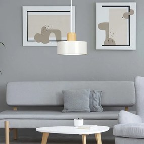 Lampadario a Sospensione in Acciaio e Legno TORIN 1 Nero/Bianco E27