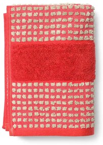Asciugamano rosso in spugna di cotone biologico 50x100 cm Check - JUNA