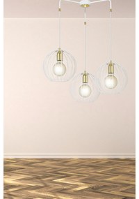 Lampadario Contemporaneo Omoikane Acciaio Bianco 3 Luci E27 Ip20