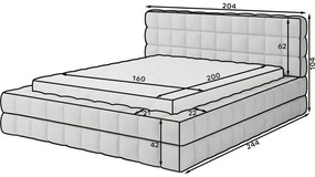 Letto matrimoniale imbottito bianco con contenitore e rete inclusi 160x200 cm Dizzle – ELTAP