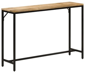 Tavolo Consolle 110x30x75cm Legno Massello Mango Grezzo E Ferro /