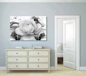 Quadro su tela – Rose di lusso con astrazione in bianco e nero