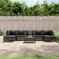 Set Salotto da Giardino 8 pz con Cuscini Antracite in Acciaiocod mxl 76601