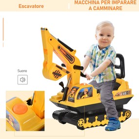 Escavatore Ruspa Cavalcabile per Bambini   Giallo e Nero...
