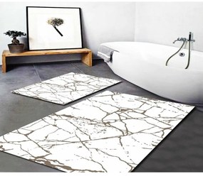 Set di 2 tappetini da bagno bianchi e marroni Marble - Minimalist Home World