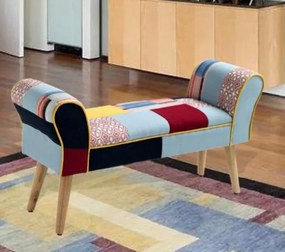 Panca CAROLINA con braccioli in tessuto patchwork