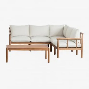Set da giardino con divano 5 posti in legno di acacia Melvin Acacia - Sklum