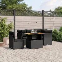 Set Divani da Giardino 5 pz con Cuscini in Polyrattan Nero 3270831