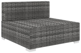 Seduta Centrale Modulare 1 pz con Cuscini in Polyrattan Grigio