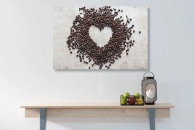 Quadro su tela – Cuore di chicchi di caffè
