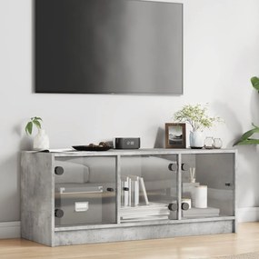 Mobile porta tv con ante in vetro grigio cemento 102x37x42 cm