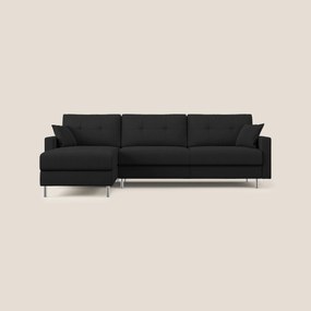 Megan divano letto angolare in microfibra smacchiabile T11 nero