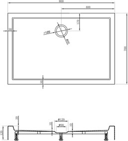 Mexen Flow+ piatto doccia rettangolare 80 x 70 cm, bianco lucido - 46R107080H
