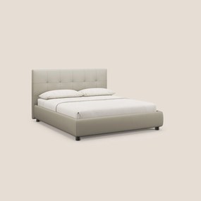 Minato letto imbottito contenitore con testata trapuntata in ecopelle impermeabile T04 tortora