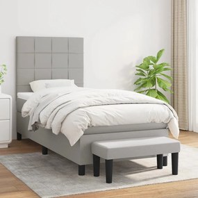 Giroletto A Molle Con Materasso Grigio Chiaro 90x200 Cm Tessuto /
