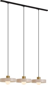 Sistema a binario moderno nero con 3 lampade a sospensione ottone e bianco monofase - Iconic Jina