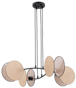 Lampadario a Sospensione MOTIF 4 in Acciaio e Tessuto 4xE27 Colore del corpo Rattan