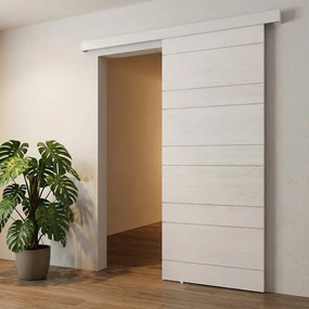Porta scorrevole reversibile Ropes in mdf bianco, L 93 x H 212 cm, con binario Meli