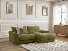 Divano angolare color kaki (con penisola a destra/con chaise lounge) con rivestimento in ciniglia Leonore – Bobochic Paris