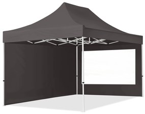 TOOLPORT 3x4,5m gazebo pieghevole con laterali (finestre panoramiche), ECONOMY acciaio, grigio scuro - (59044)