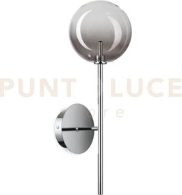 Equinoxe applique a parete cromo e fume' in vetro 1 luce attacco g4...