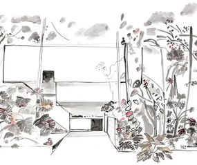 Isidore Leroy Carta da parati panoramica Casa Tropical - Gris