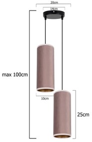 Lampadario a cavo AVALO 2xE27/60W/230V Ø20 cm rosa/rame