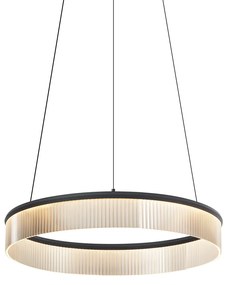 Lampada a sospensione moderna nera 59cm incl. LED dimmerabile a 3 livelli - Anello Chandelier