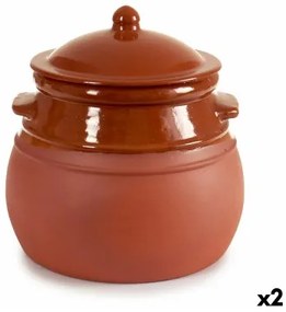 Pentola con Coperchio Argilla cotta 4,5 L 25 x 27 x 25 cm (2 Unità)