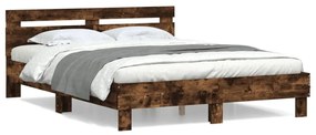 Giroletto Con Testiera Rovere Fumo 140x200 Cm Legno Multistrato /
