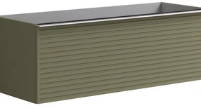 Mobile da bagno sotto lavabo Pixel stripes verde laccato opaco L 120 x H 40 x P 45.5 cm 1 cassetto, lavabo non incluso