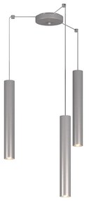 Lampadario Industrial-Minimal Xeana Metallo Grigio 3 Luci Gu10