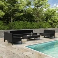 Set Divani da Giardino 10 pz con Cuscini in Polyrattan Nero cod mxl 37811