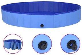 Piscina Per Cani Pieghevole Blu 200x30 Cm İn Pvc /