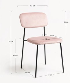 Sedie Vius Black Velluto - Rosa