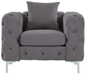 Poltrona Chesterfield in Velluto Antracite - EDWINA