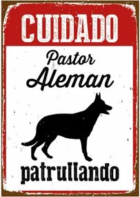 Distintivo Magnet  Steel Cuidado Pastor Alemán Patrullando 14,8 x 21 cm