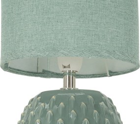 Lampada da Comodino Pontus Turchese Ø14x27 cm in Ceramica e Ferro e Tessuto Azzurro...