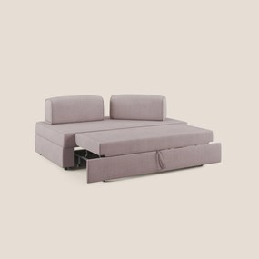 Liberty divano con pouf estraibile e schienali movibili in tessuto morbido impermeabile T02 rosa
