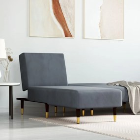 Chaise Longue İn Velluto Grigio Scuro /