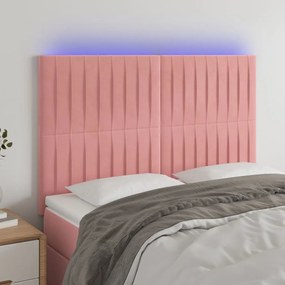 Testiera A Led Rosa 144x5x118/128 Cm İn Velluto /