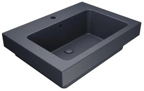 Lavabo a incasso e d'appoggio rettangolare vasca centrale Alaqua L 70 x H 25 x P 21 cm in ceramica grigio opaco