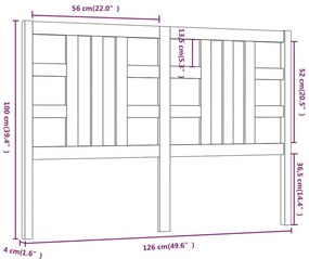 Testiera per Letto 126x4x100 cm in Legno Massello di Pino