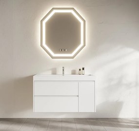 Mobile bagno con lavabo L 100 x H 51 x P 40 cm bianco in mdf, 1 anta 2 cassetti per vasca centrale Portofino