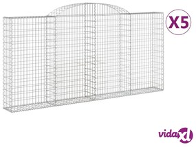 vidaXL Cesti Gabbioni ad Arco 5 pz 300x30x140/160 cm Ferro Zincato