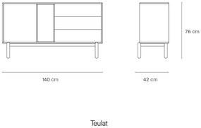 Cassettiera bassa grigio scuro 137x76 cm Corvo - Teulat
